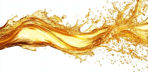 Wavy caramel splash isolated against a transparent backdrop