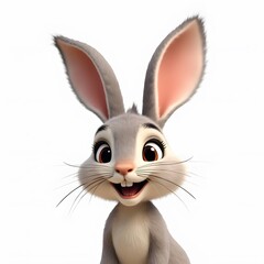 Obraz premium Cute 2D Bunny Character Clipart for Kids Isolated on White Background