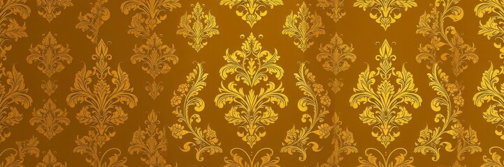 Luxurious golden background with intricate damask floral pattern in rich gold tones, floral, gold, background