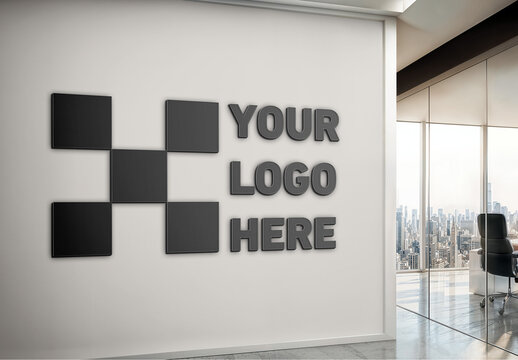 Logo Mockup on Office Wall 