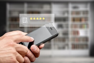 Customer Satisfaction concept, star rating in mobile application
