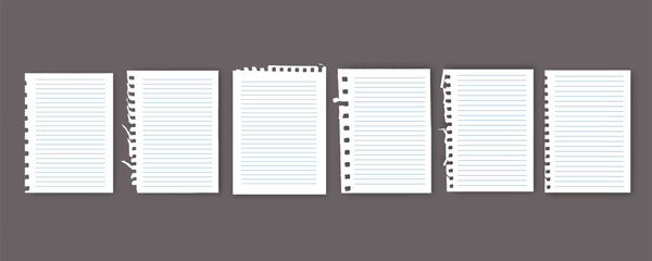 Notebook or book page, Sheets from notebook, Vector illustration