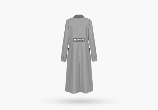 Overcoat for Women Mockup - Back View