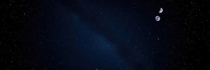 Fototapeta premium A mesmerizing starry night sky filled with twinkling stars and a bright full moon, awe-inspiring, galaxy, cosmos