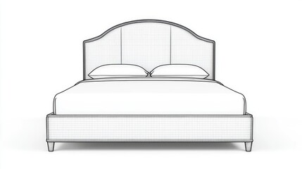 A simple line drawing of a bed with pillows, designed for a minimalist aesthetic.