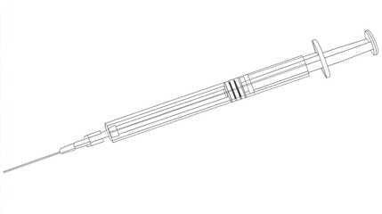 A simple illustration of a syringe, typically used for injections or drawing fluids.