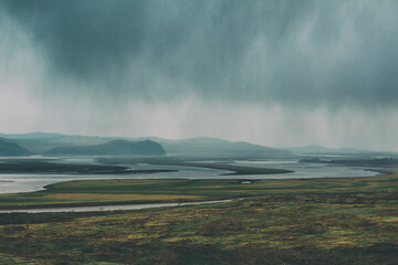 The rainy spring day in the mountains