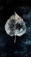 A white leaf silhouette against a dark background, showcasing nature's delicate beauty.