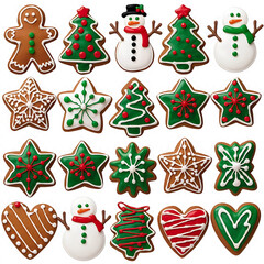 Collection set of Christmas cookies in different shapes