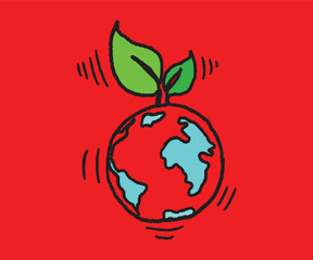 Green plant growing on earth promoting environmental conservation