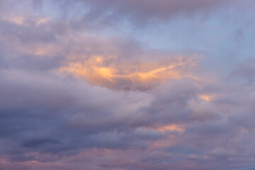 Beautiful Sunset Sky with Colorful Clouds Over Scenic Vancouver Island