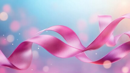 Pink Satin Ribbon Swirling Softly Against A Blurred Background