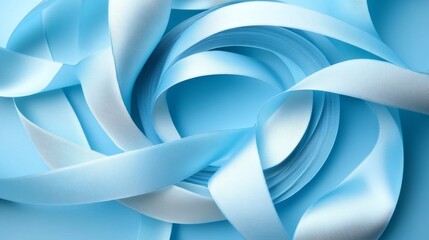 Light Blue Satin Ribbons Arranged In Swirls