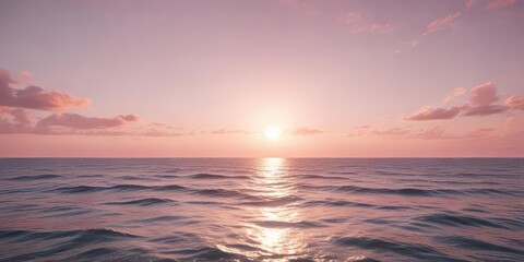 Obraz premium Soft pink hues fade into serene ocean horizon, nature, horizon, abstract sunrise sky