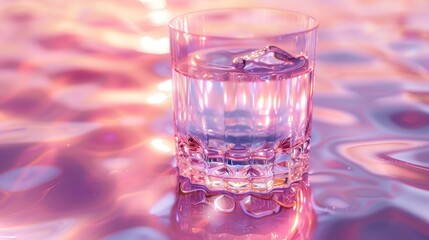 Elegant cocktail drink with sparkling reflections and colorful lighting creating a luxurious and festive ambiance for a or special occasion at a bar or party