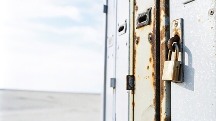 Close-Up of Rusty Metal Travel Lockers in Minimalist Design