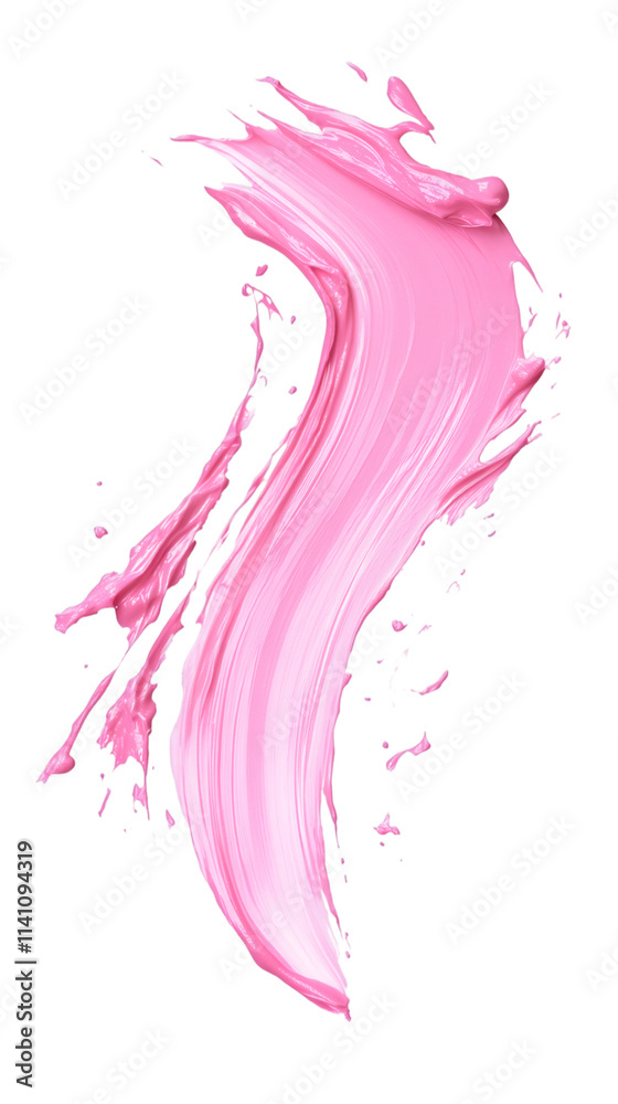Poster pink paint forming a dynamic splash on a transparent background, ideal for creative projects