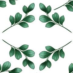 Obraz premium Seamless Large Elegant Eucalyptus Leaves Pattern on White Background