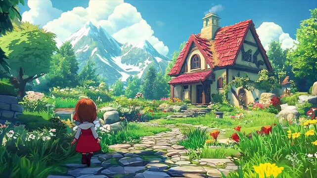 video game young girl in village 
