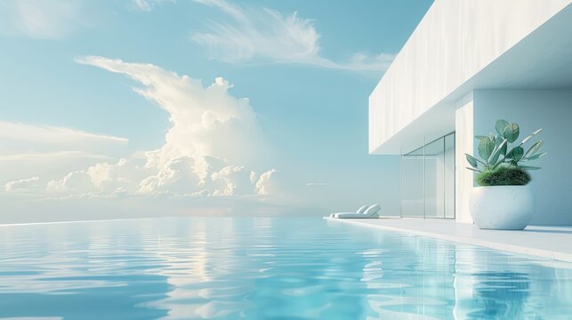 Some photos of luxurious and elegant swimming pool designs with different photo angles with clear sky views.