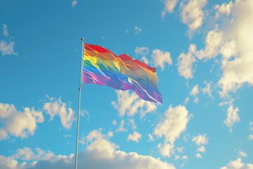 Gay flag on sky background