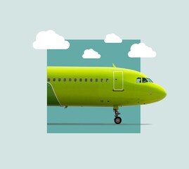 Fototapeta premium 2025 new year begins, fly plane on road