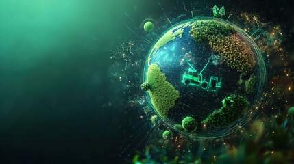 3D Globe with Agricultural Symbols Representing Sustainable Global Farming Practices