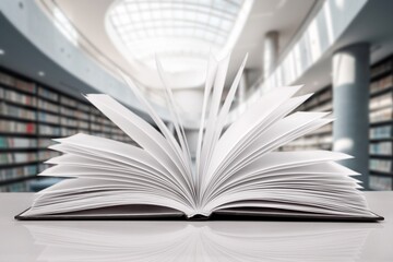 stack of reading books on desk in library