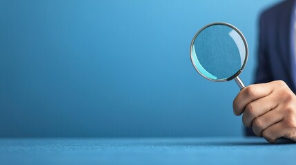 Inspecting Details with a Magnifying Glass, Auditor Using Magnifying Glass concept.