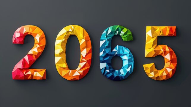 Colorful 2065 year number design with polygon style.