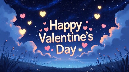 Celestial Valentine's Day: A Serene Night Sky Filled with Love