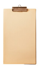 Blank paper clipboard isolated on transparent background, ideal for showcasing messages or artwork in a mockup