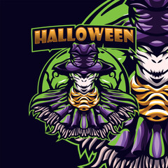 Scarecrow Halloween mascot Logo template