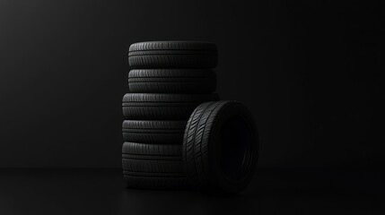 Tires With Black Background Stock Photo