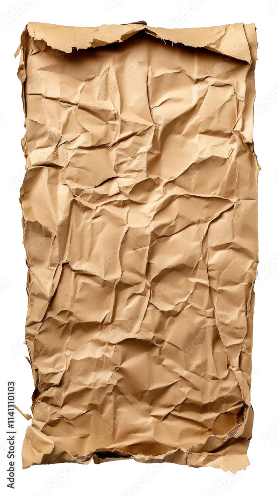 Poster Textured background of crumpled brown wrapping paper with a transparent overlay, perfect for design projects