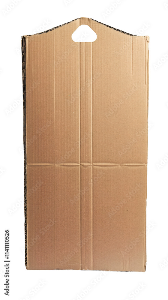 Aufkleber Rectangular sheet of brown cardboard with a handle, isolated on a transparent background, ideal for compositions