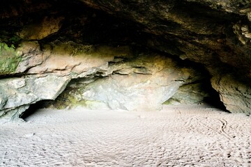 Cave in the Long Beach Cliff, Dramatic Coastal Formation