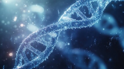 Abstract DNA helix strand. Scientific concept of genetics, biotechnology and research