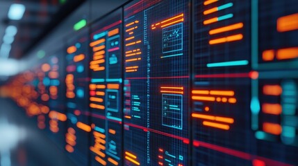 Naklejka premium High-Tech Digital Display with Vivid Graphs and Data Visualizations