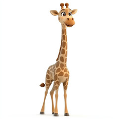 Obraz premium giraffe, giraffe baby, giraffe cartoon, giraffe safari on white background, 3D cartoon 