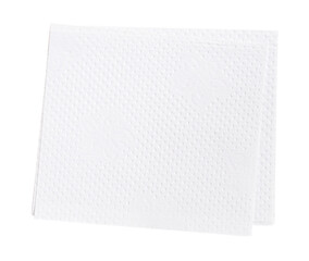 Top view of two folded pieces of white tissue paper or napkin in stack isolated on white background with clipping path