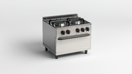 Fototapeta premium Modern Stainless Steel Gas Stove with Dual Burners and Control Knobs