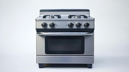 Fototapeta premium Modern Stainless Steel Gas Range with Four Burners and Oven