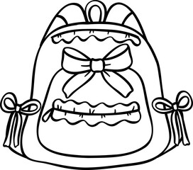 Coquette Girly bagpack school supplies outline