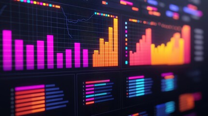 Obraz premium Colorful Data Visualization with Bar Charts and Line Graphs