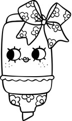 Coquette Girly marker school supplies outline