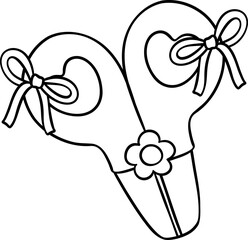 Coquette Girly pink scissors School supplies outline