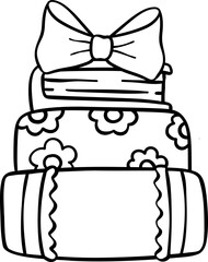 Coquette Girly book stack school supplies outline