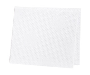 Top view of two folded pieces of white tissue paper or napkin in stack isolated with clipping path in png file format