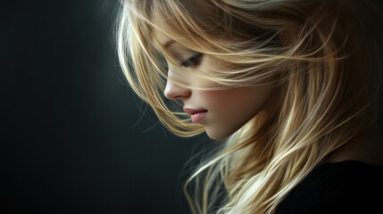 Fototapeta premium beautiful girl with trimmed blond hair